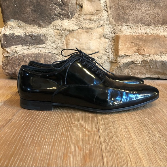 Ermenegilgo Zegna couture patent leather tuxedo Oxford shoes size 8.5 - Picture 3 of 10